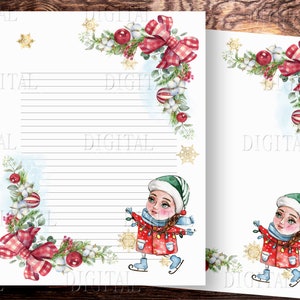 Weihnachtsmädchen liniertes & leeres Papier, Briefpapier