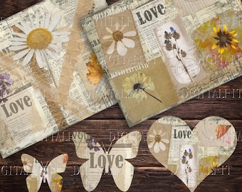 Love Junk Journal Kit: Vintage Ephemera, Tags, Pockets (Digitaler Download)