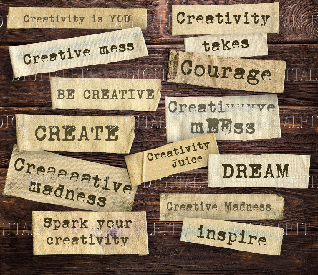 Creative Words Collage: Junk Journal Embellishments (digital Download ...