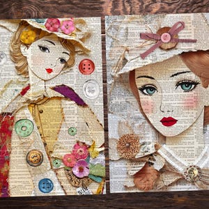Poupée de papier fantaisiste, papier journal indésirable, 12 demi-pages numériques, 5,5 x 8,5 po., PDF, lot de 3
