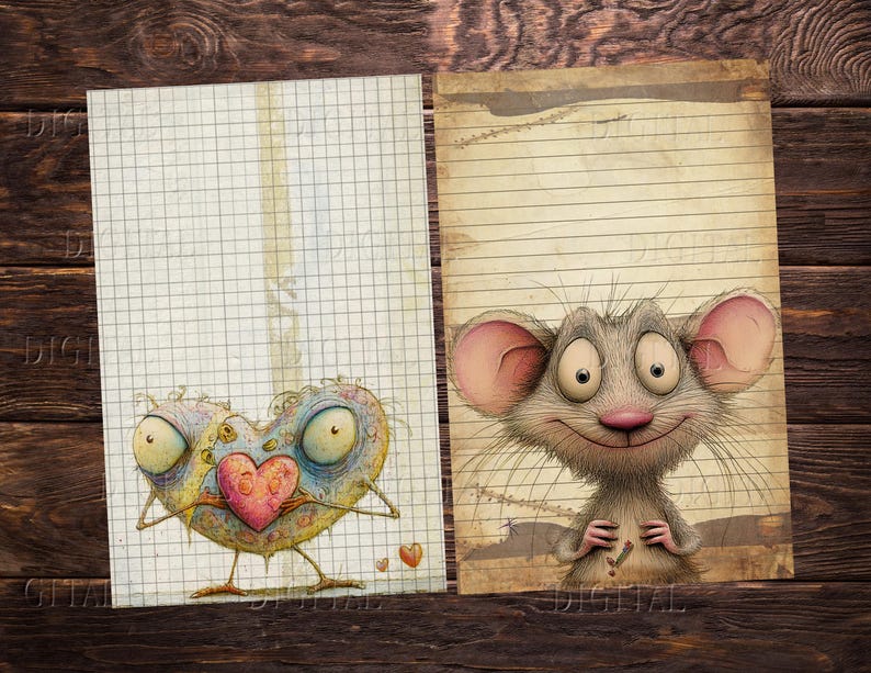 Fun Pappers Funny Whimsical Lined Paper, 14 Quirky Printable Half Pages, Digital ...