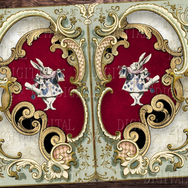 Alice in Wonderland Junk Journal Pages Printable | Wonderland Digital Papers | Tea Party Scrapbook Paper