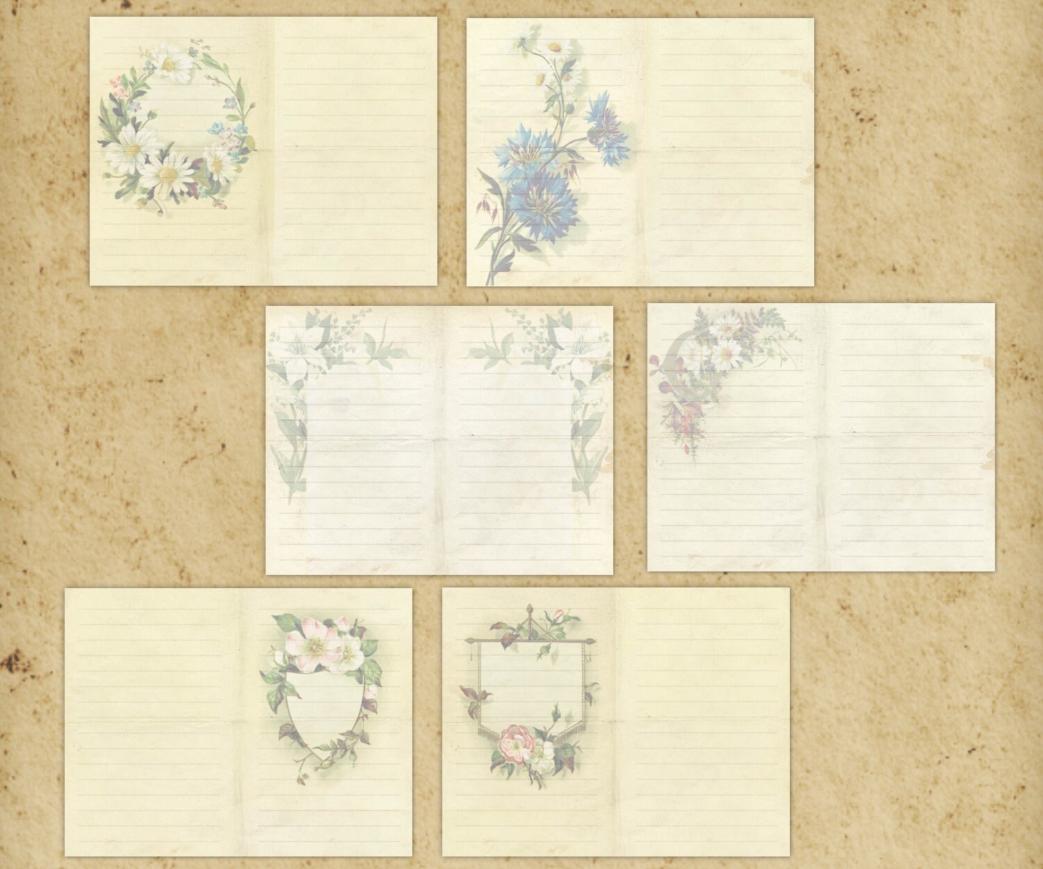 Printable Lined Paper Junk Journal Pages Vintage Style Set - Etsy