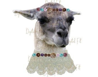 Fancy Crafty Lama PNG Digital File Clipart Instant Download Sublimation Graphics Llama