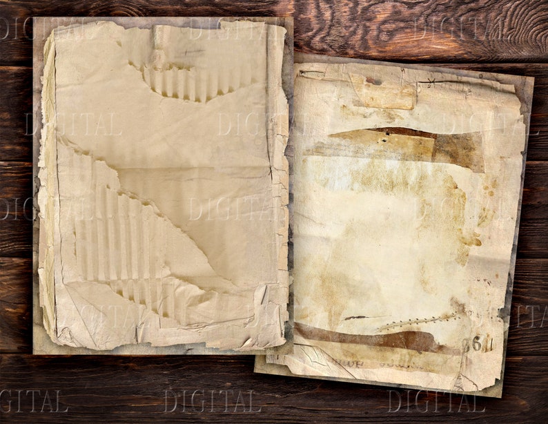 Papier vieilli, 7 pages de textures anciennes, arrière-plan vintage, paquet de couches, PDF image 9