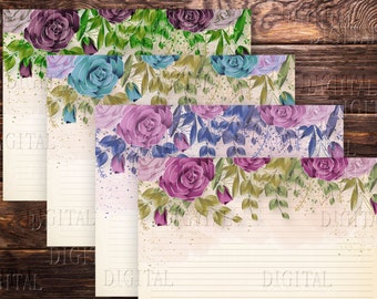 Floral Junk Journal Pages: Lined & Blank Printable Paper (PDF)