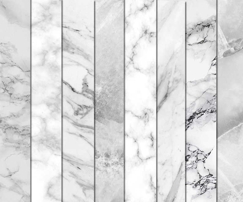 White Marble Digital Paper, Printable Marble Background, JPG image 2