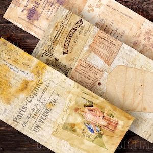 Junk Journaling Kit, Printable Collage Sheets, Digital Papers, Stamped Paper for Tearing, Junk Journaling Ephemera, PDF