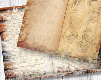 Basic Lined & Blank Journal Pages, Digital Junk Journal Printable Paper, PDF