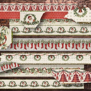 Rubans adhésifs Washi pour Noël et plus de 60 morceaux de papier déchirés, Noël imprimable PDF