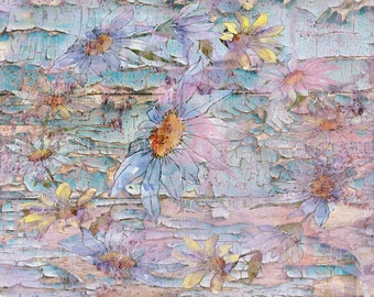 Grunge Daisy Junk Journal, 7 Digital Paper, Printable Pages, 8.5 x 11
