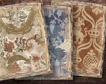 Antique Journal Backgrounds Distressed Paper, 10 Aged Pages, Vintage Layered Pack, PDF
