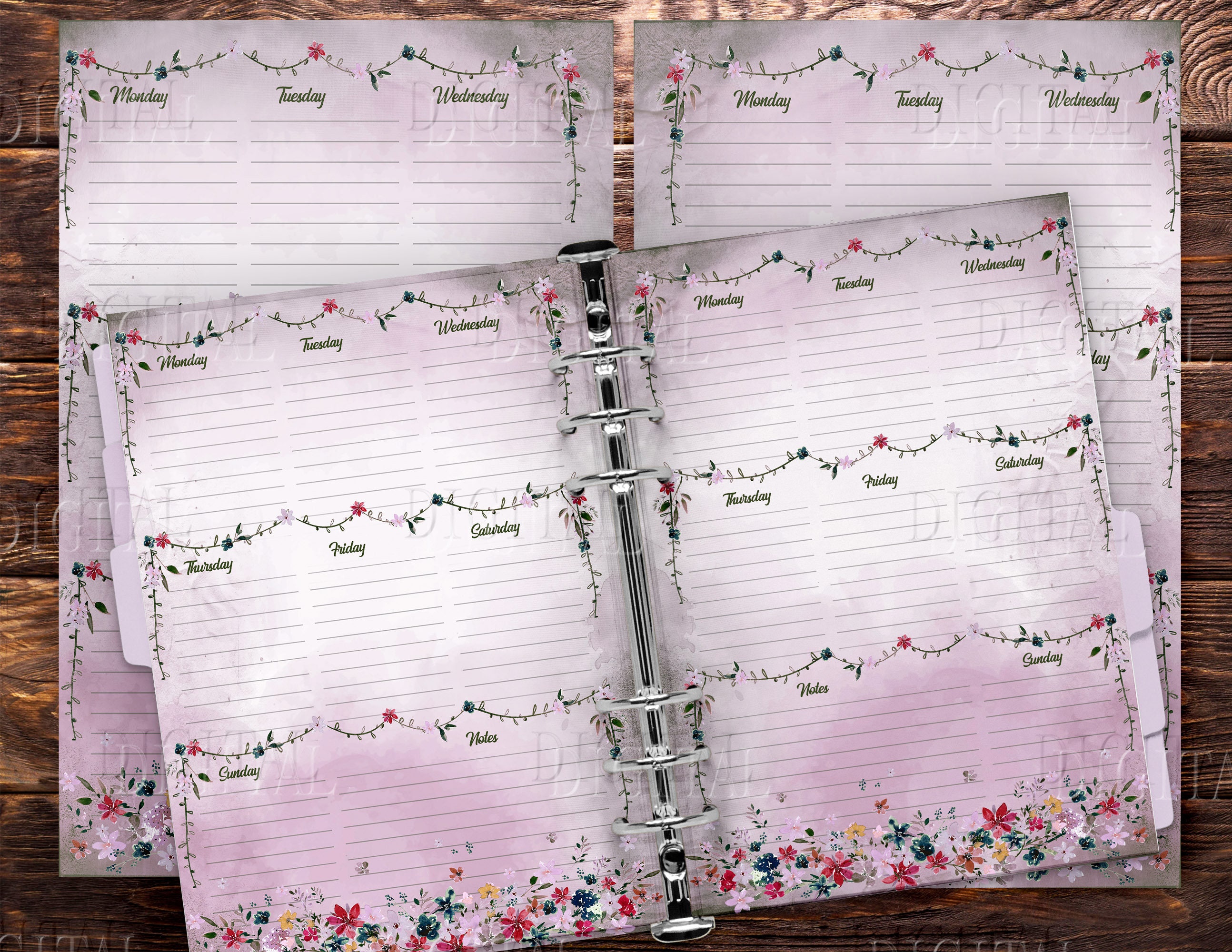 Floral Dateless Planner Printable: A5 Half Letter Size (digital PDF) - Etsy