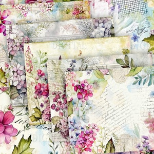 Dekoratives Papier, 10 Seiten Junk Journal, Digitales Scrapbooking, 28 cm x 22 cm, PDF
