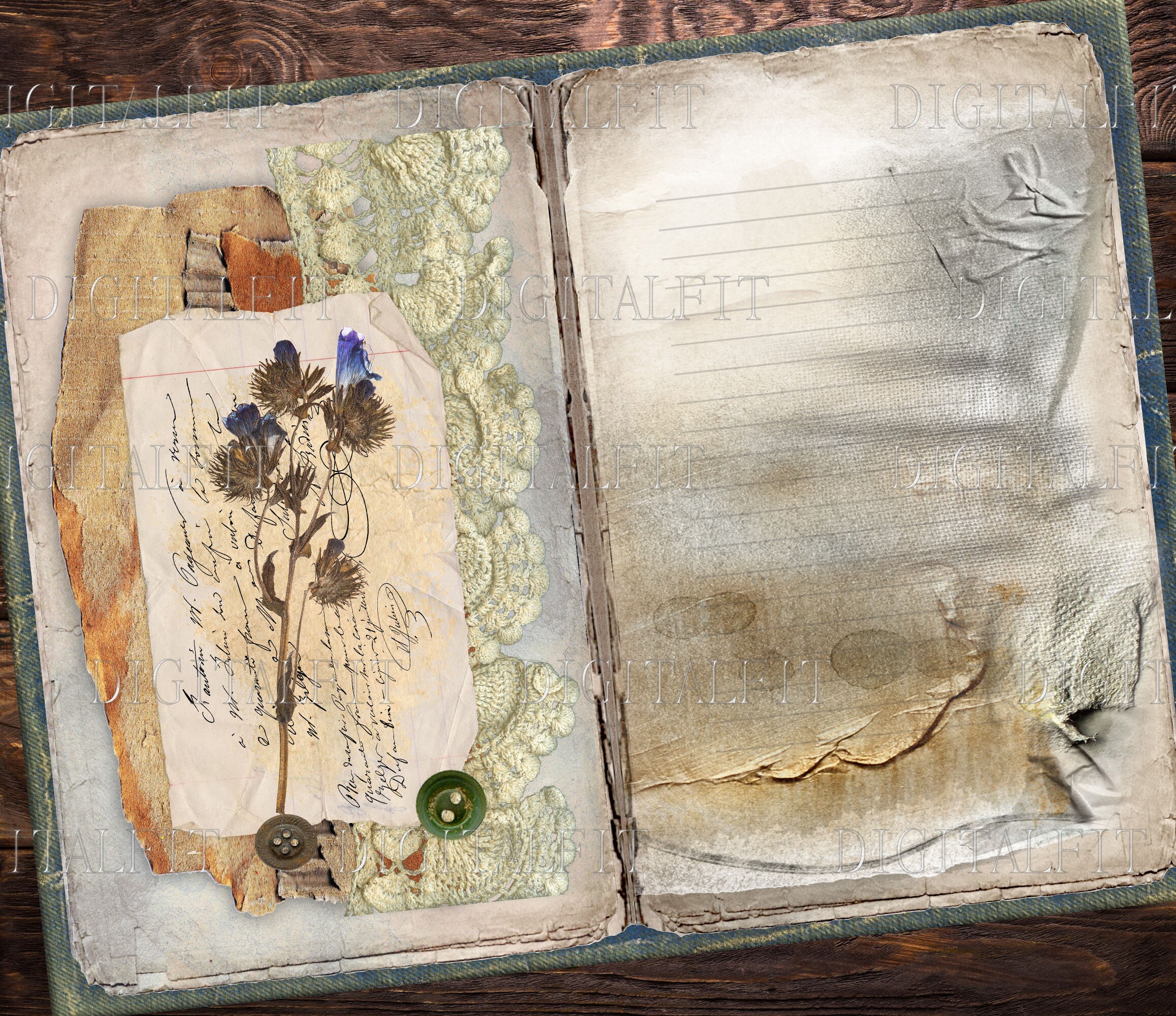 　ヴィンテージペーパー　ジャンクジャーナル ヴィンテージダスティペーパー、デジタルジャンクジャーナルページ、11