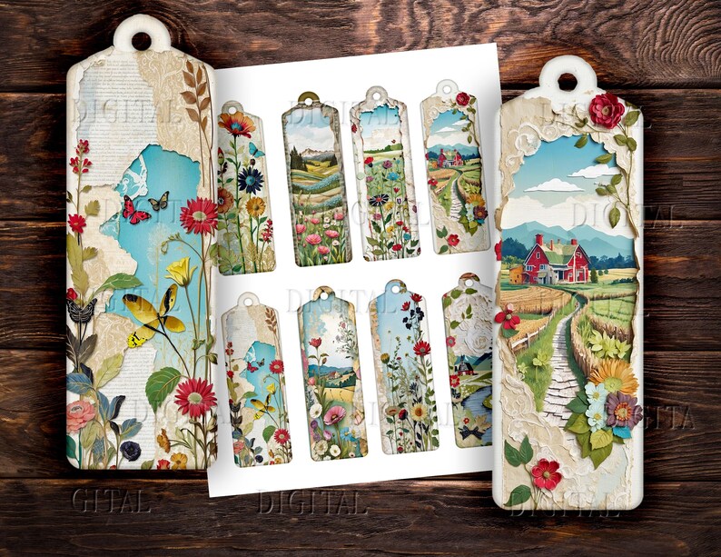 Farm Tags, Bookmarks, Country Living, Junk Journal Printable Ephemera ...