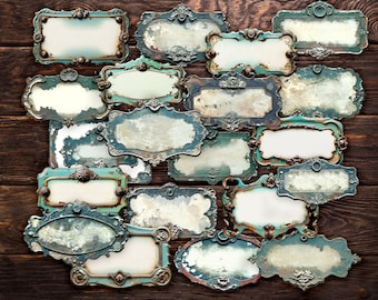 Grunge Labels,  Rust Patina Steampunk Tag, 31 Fussy Cuts for Junk Journals, PDF