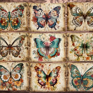 Handgemachtes Junk Journal 11 "x 8.5" Schmetterling, 12 Wasserfarben Schmetterlinge Schmetterlinge Junk Journal Kit, PDF