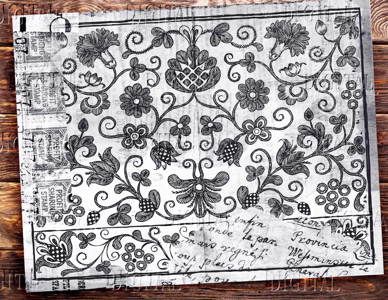 Ink Saver Junk Journal Printable Pages, Scrapbooking Paper, 8 Black ...