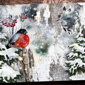 Acuarela de invierno, 10 páginas de paisajes navideños en el bosque, acuarela, PDF