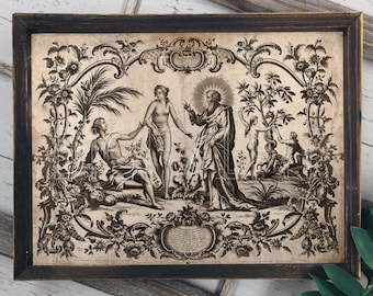 Adam and Eve Bible Digital Art Antique Printable 11 x 8
