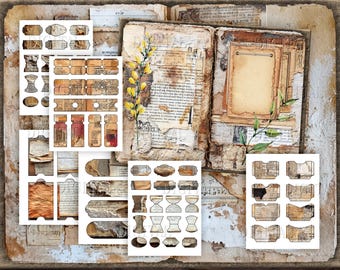 Field Notes, Nature Junk Journal, Printable Paper Pack and 100 tags, envelopes, labels, PDF