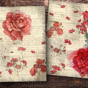 Shabby Chic, Vintage Frauen, 8 Journal Einlagen, Collage Sheets Junk Journal Kit, PDF