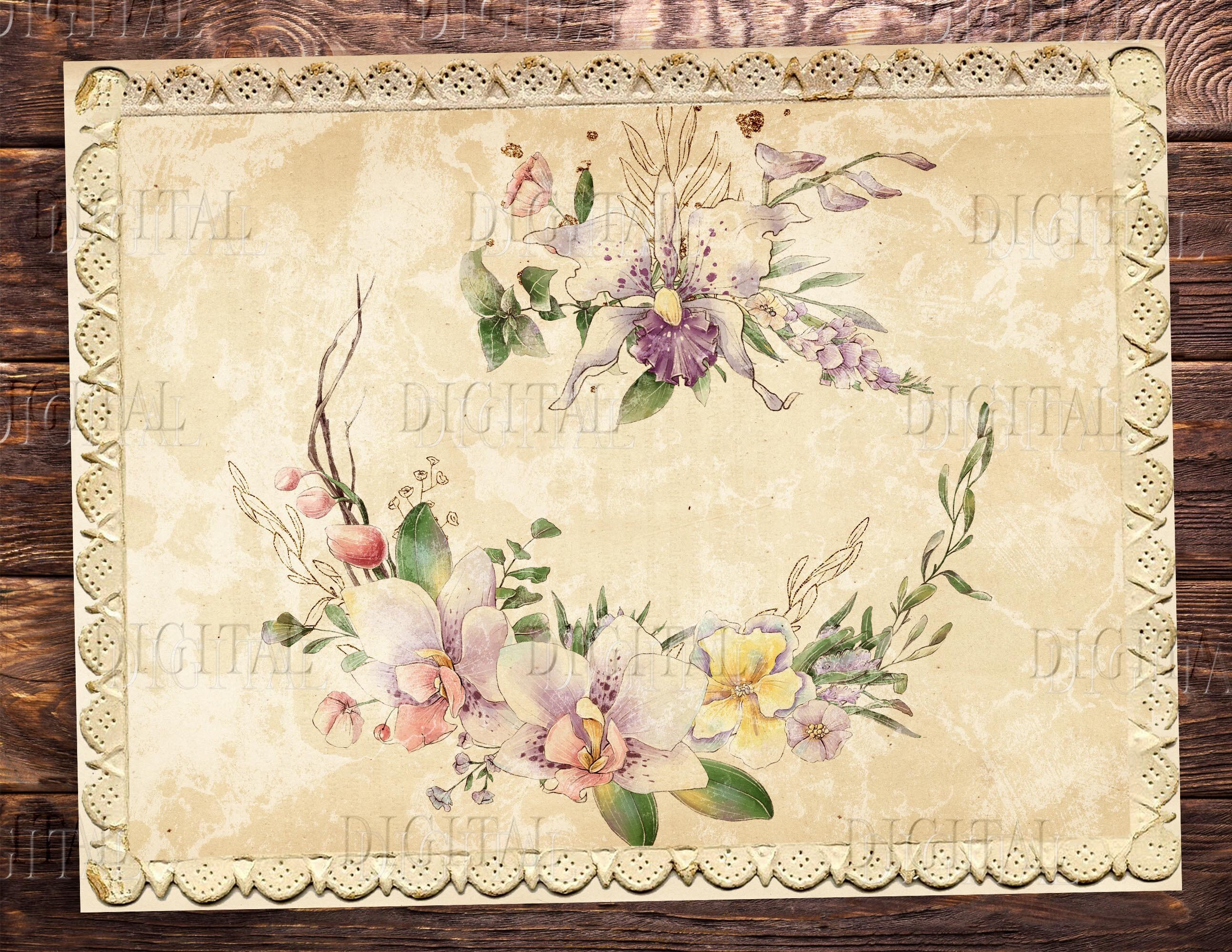 French Floral Insert, Junk Journal Pages, Journal Supplies, Vintage ...