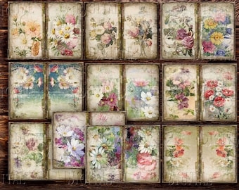 Floral Junk Journal Paper: 10 afdrukbare pagina's (pdf)