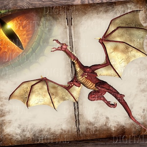Páginas imprimíveis do Dragon Junk Journal, pacote de papel digital Dragon, Fantasy Junk Journal, 12 páginas