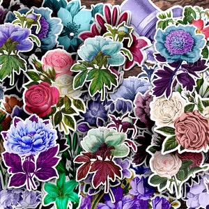 Fussy Cut Flowers Printable Kit, 38 Bilder, Botanische Ephemera, PDF
