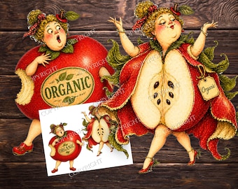 Funny Fruit Paper Dolls Printable Set, Quirky Printable Ephemera for Journaling