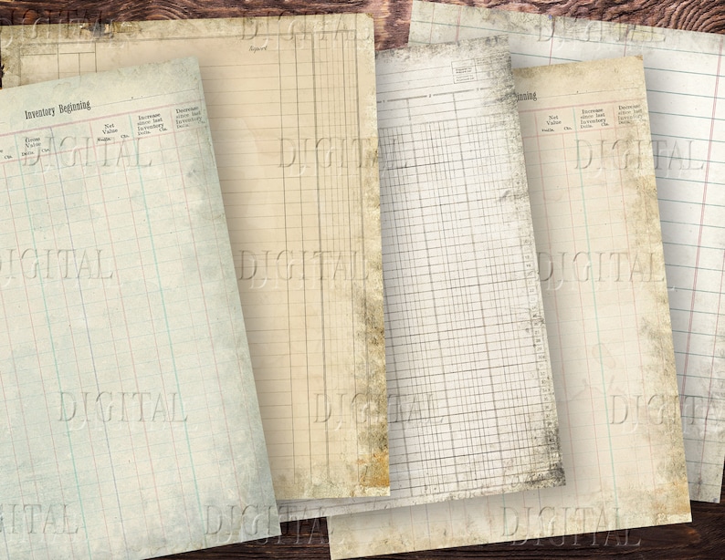 Printable Ledger Paper 15 Ledger Junk Journal Pages Old Etsy