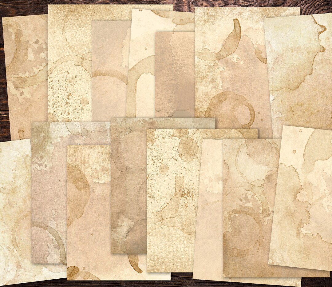 Coffee Dyed Paper, 15 Digital Coffee Stained Paper, PDF, Junk Journal