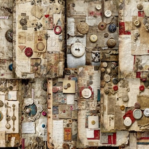 Old Buttons Collage Paper Pack, Collage Ephemera, 14 x 21 cm, 10 Junk Journal Digitale Seiten, PDF