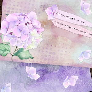 Flores violetas, regalo para el día de la madre, 10 páginas florales digitales, descarga instantánea, diario basura, tarjeta para el día de la madre, PDF