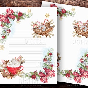 Weihnachts-Leckereien, Weihnachten liniert Schreiben Digitales Papier, Weihnachts-Flyer liniert und leere Seiten