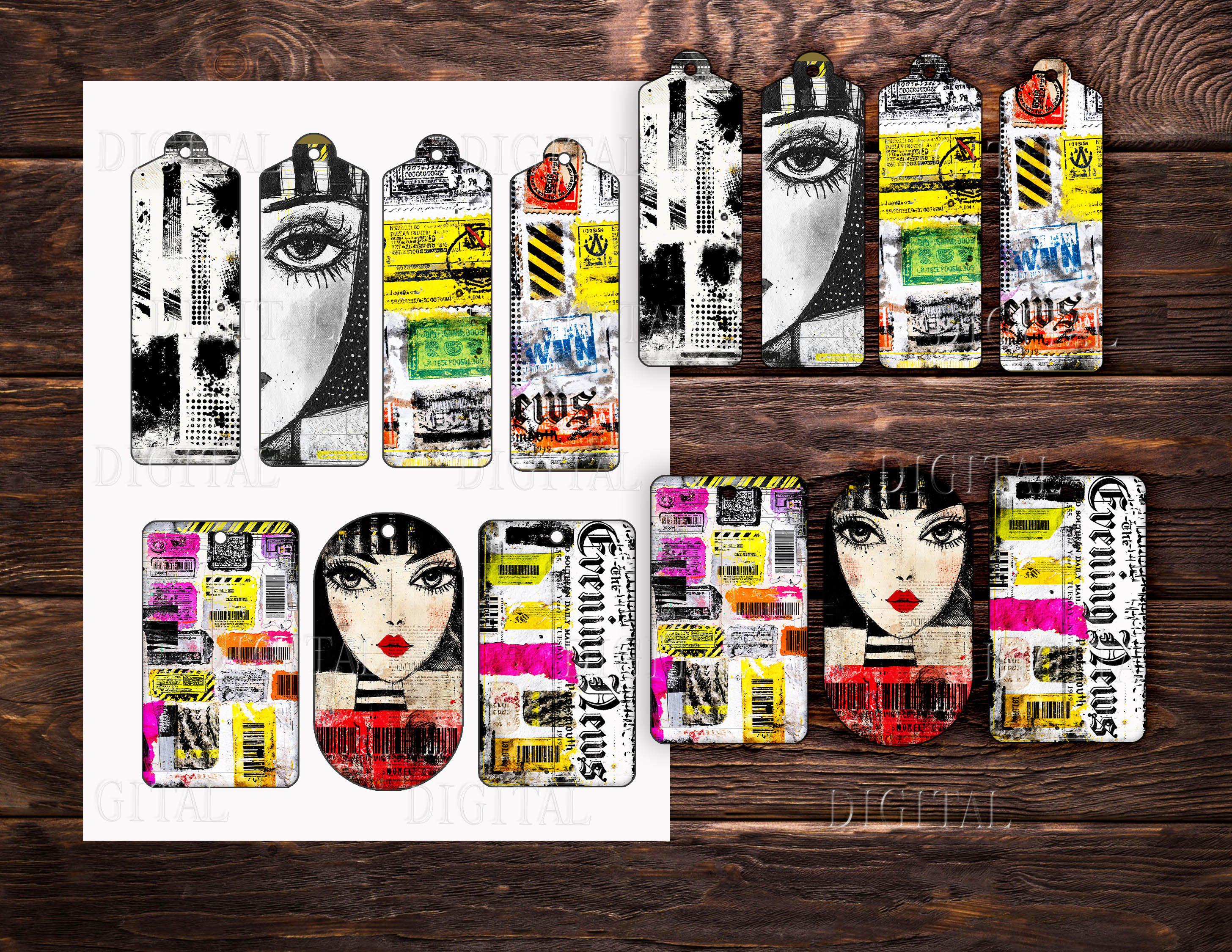 Urban Grunge Mixed Media Junk Journal Collage Pages, Torn Barcode ...
