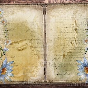 Carta digitale per diario con fiori di margherita ad acquerello, 8 pagine di arte vintage con margherite, download immediato, set 3, PDF