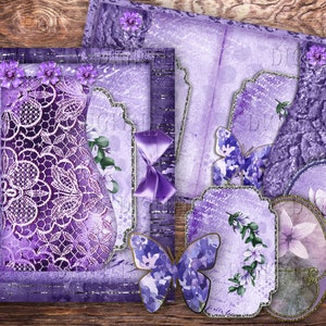 Lila Vintage Folio, Einfaches Digitales Gefaltetes Folio, Geladenes Printable Folio, Junk Journal Insert, PDF