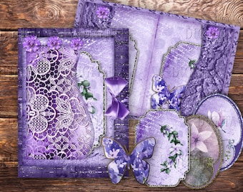 Purple Vintage Junk Journal Folio: Printable Digital Insert (PDF)