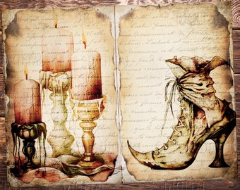 Halloween Junk Journal Pages: Grungy Printable Paper (PDF Download)