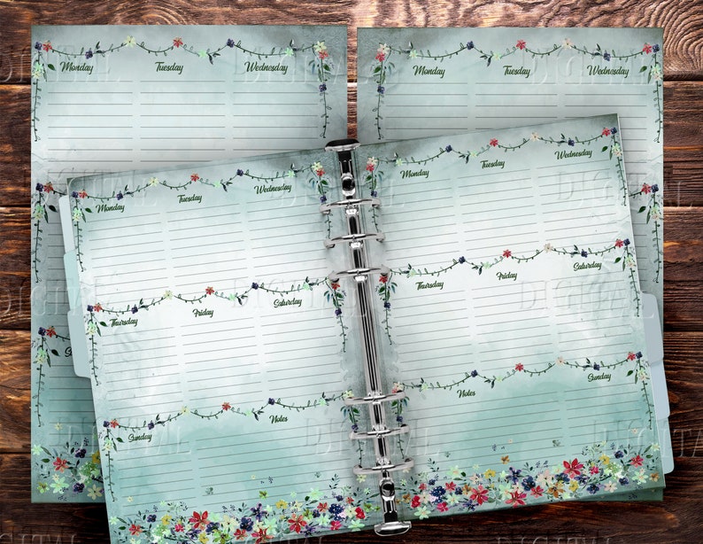 Floral Dateless Planner Printable: A5 Half Letter Size (digital PDF) - Etsy