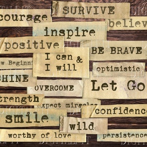 Palabras y frases variadas, 20 palabras inspiradoras - Descarga digital instantánea, JPG