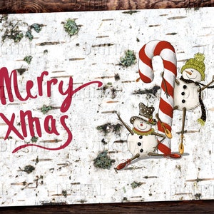 Digitaal kerstsneeuwpoppapier, kerstachtergrond, 6 digitale collagevellen, pdf