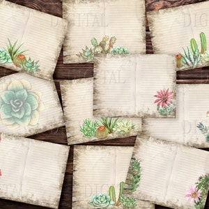 Kaktus Digital Journal Kit, 10 Junk Journal Seiten, bedruckbares Papier, PDF