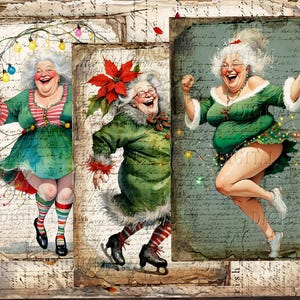 Christmas Old Lady, 36 grappige eigenzinnige oudere vrouwen, half digitale pagina's, 5,5 x 8,5 inch, pdf