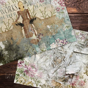 Vintage zerknittertes digitales Papier, faltiges Collagenpapier, 8.5 x 11 Seiten für digitales Journaling