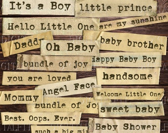 Baby Boy Journal Words: Printable Scrapbook Embellishments (JPG)