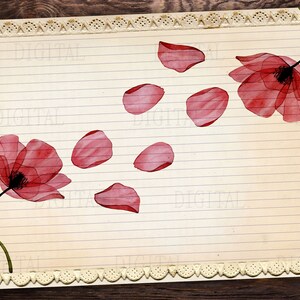 Printable Lined Paper Download, 16 Poppy Flower Lined & Blank Pages ...
